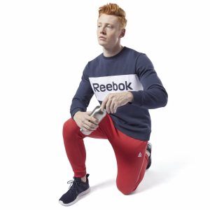 Bluza Męskie Reebok Training Essentials Linear Logo Granatowe PL 52PBODU